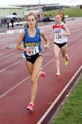 Lydia Turner (Birtley) leads Philippa Chambers (Gateshead)during the under-17s 3000 metres at the Northern Under-17s and 15s Championships, Liverpool.